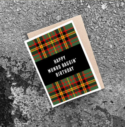 'HAPPY MUNRO BAGGIN' BIRTHDAY' Tartan Card