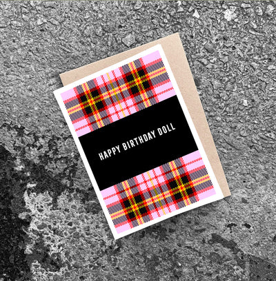 'HAPPY BIRTHDAY DOLL' Tartan Card