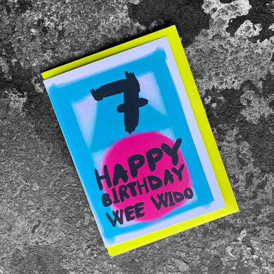 'Happy Birthday 7 Wee Wido' Scottish Card