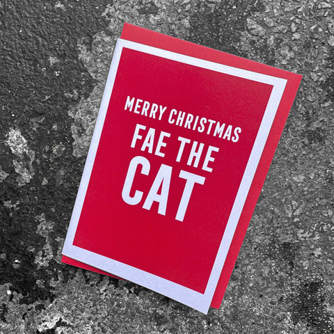 'MERRY CHRISTMAS FAE THE CAT'  Scottish Christmas Card